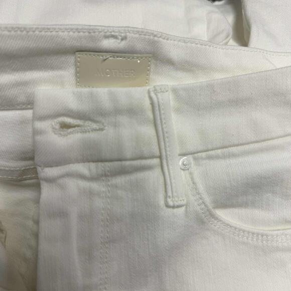 Mother The Roller Fray Fairest Of Them All Wide Leg White Denim Jeans Sz 26 NWT - Picture 8 of 15